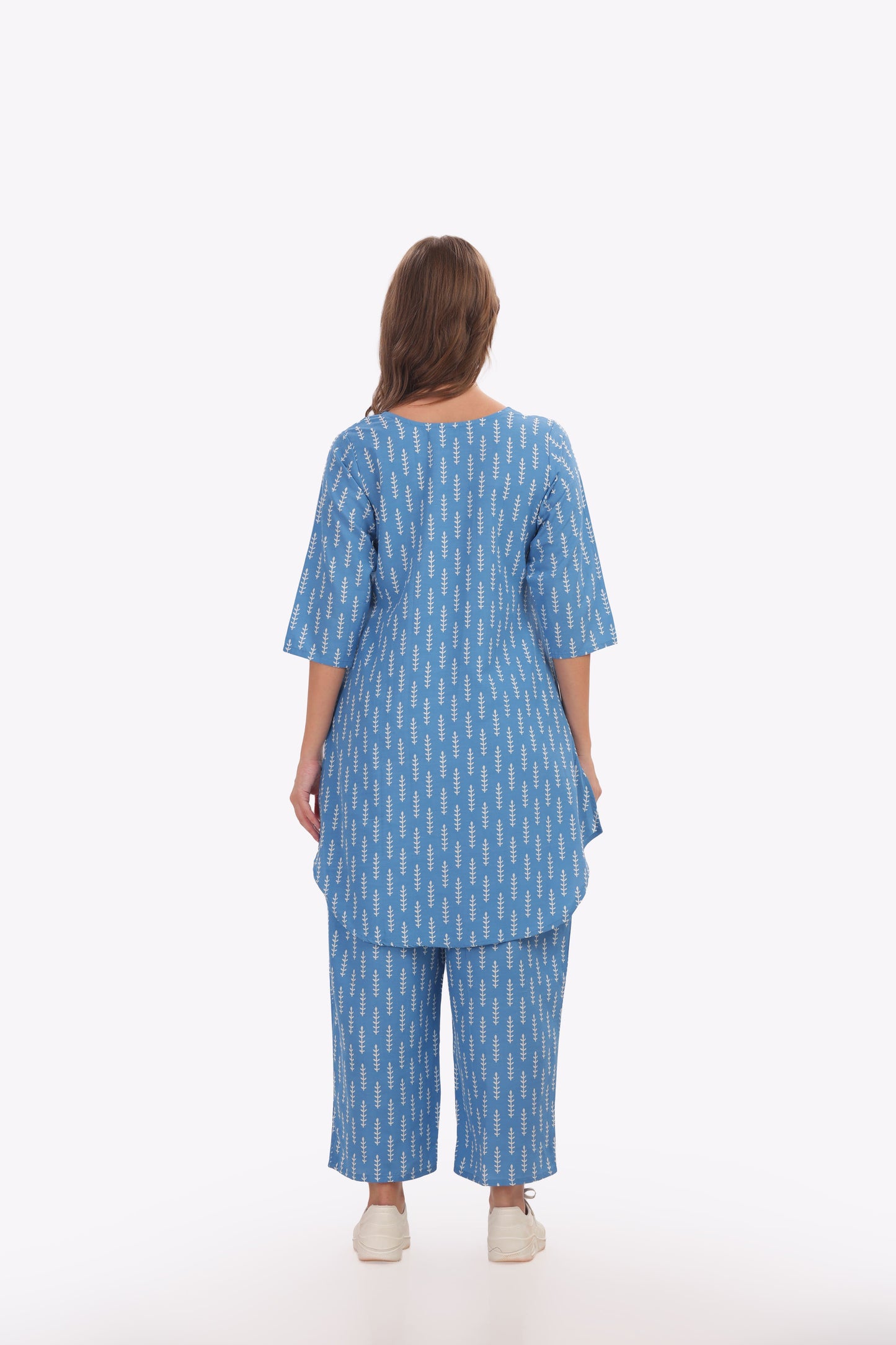 Blue Ikat Printed punjabi Co-ord Set