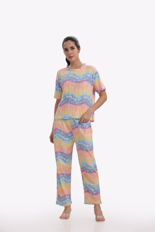 Sunset Ripple stretchable co-ordset