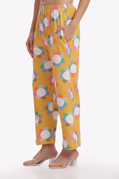 Yellow Floral stretchable co-ordset