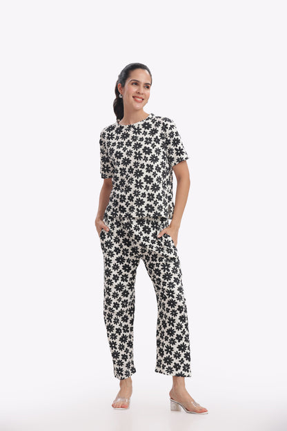 Black Shadow Blossom stretchable co-ordset