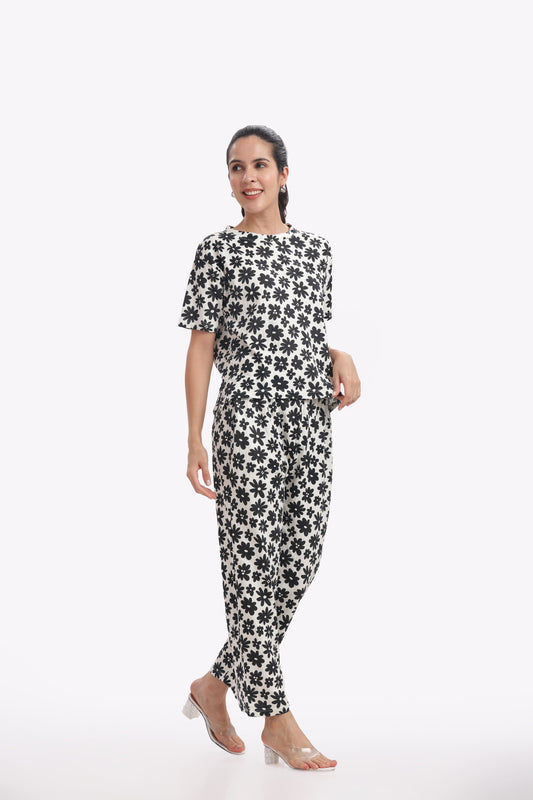 Black Shadow Blossom stretchable co-ordset