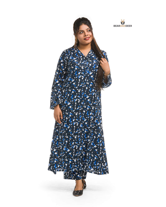 Blue Mixed Mosaic Full Sleeve Pyjamaset