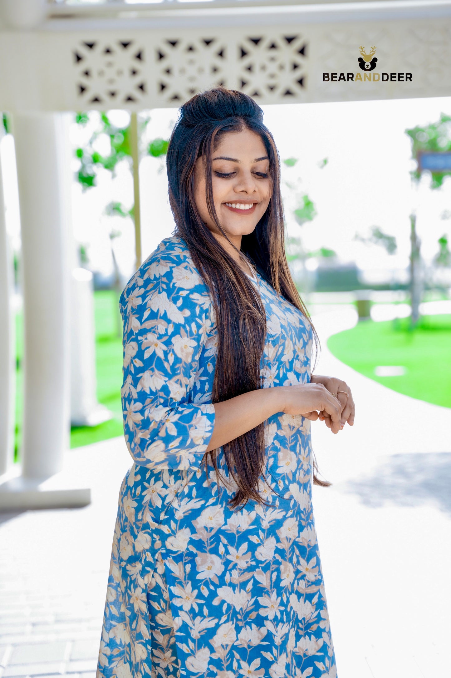 Rajasthani Cotton Blue Floral Pyjama Set