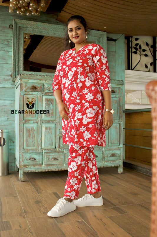 Red floral pyjamaset