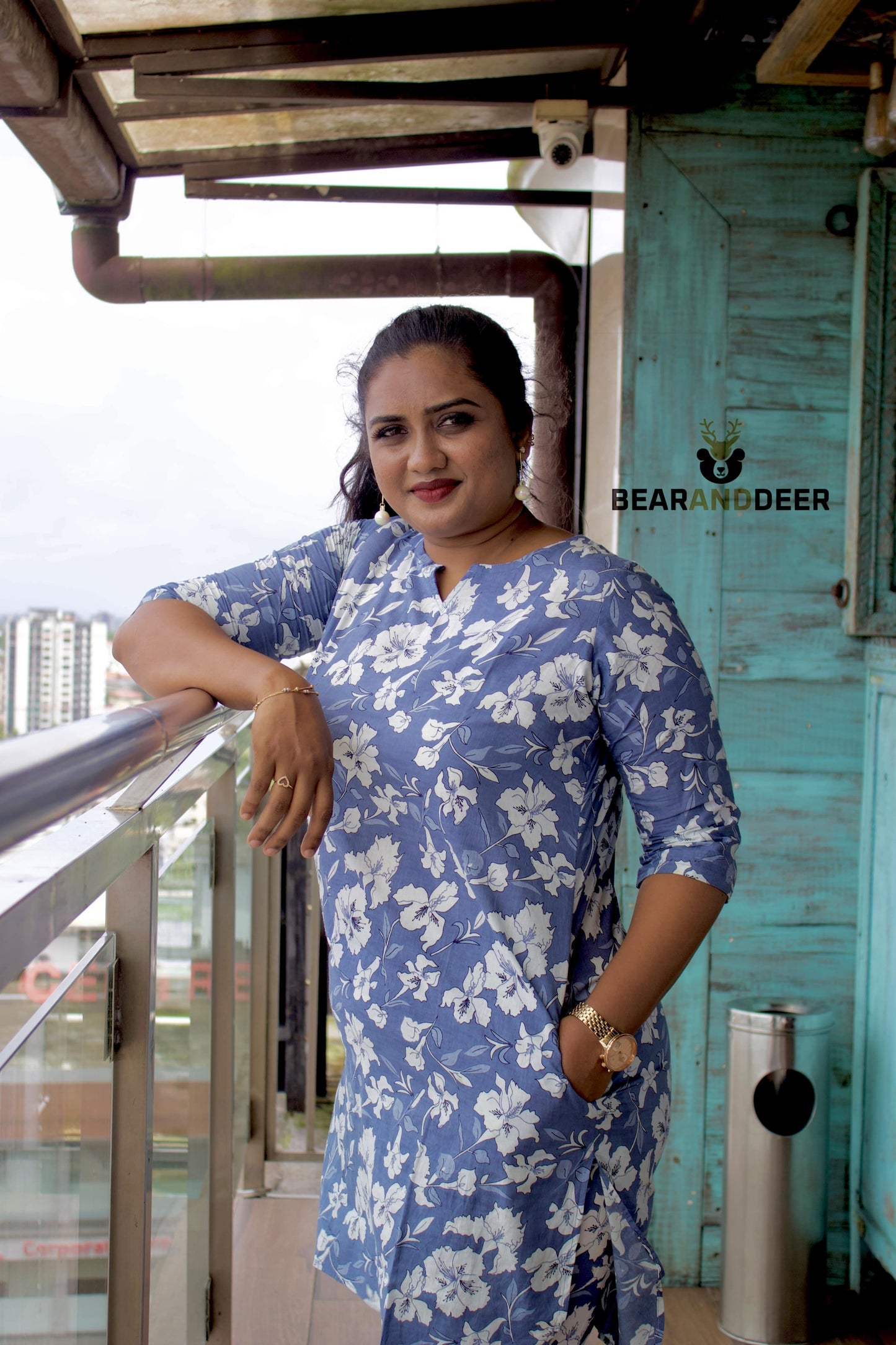 Royal blue floral pyjamaset