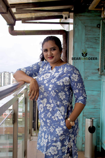 Royal blue floral pyjamaset