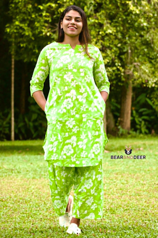 Lime Floral Ethnic Co-ordset