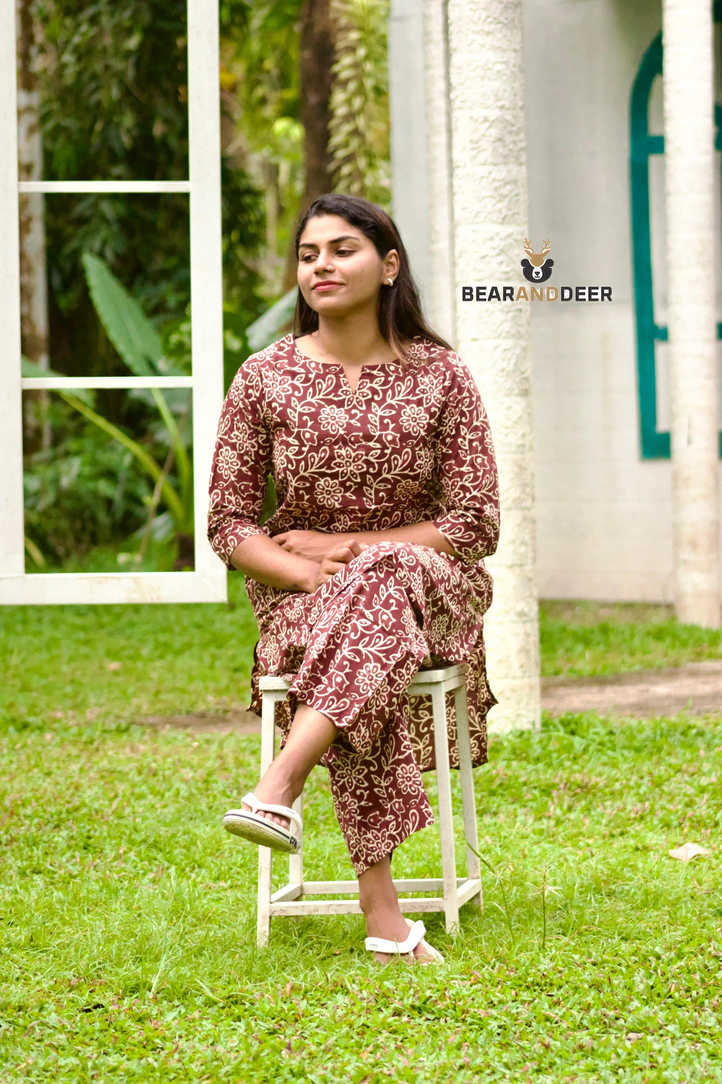 Brown Printed Ethnic Co-ordset