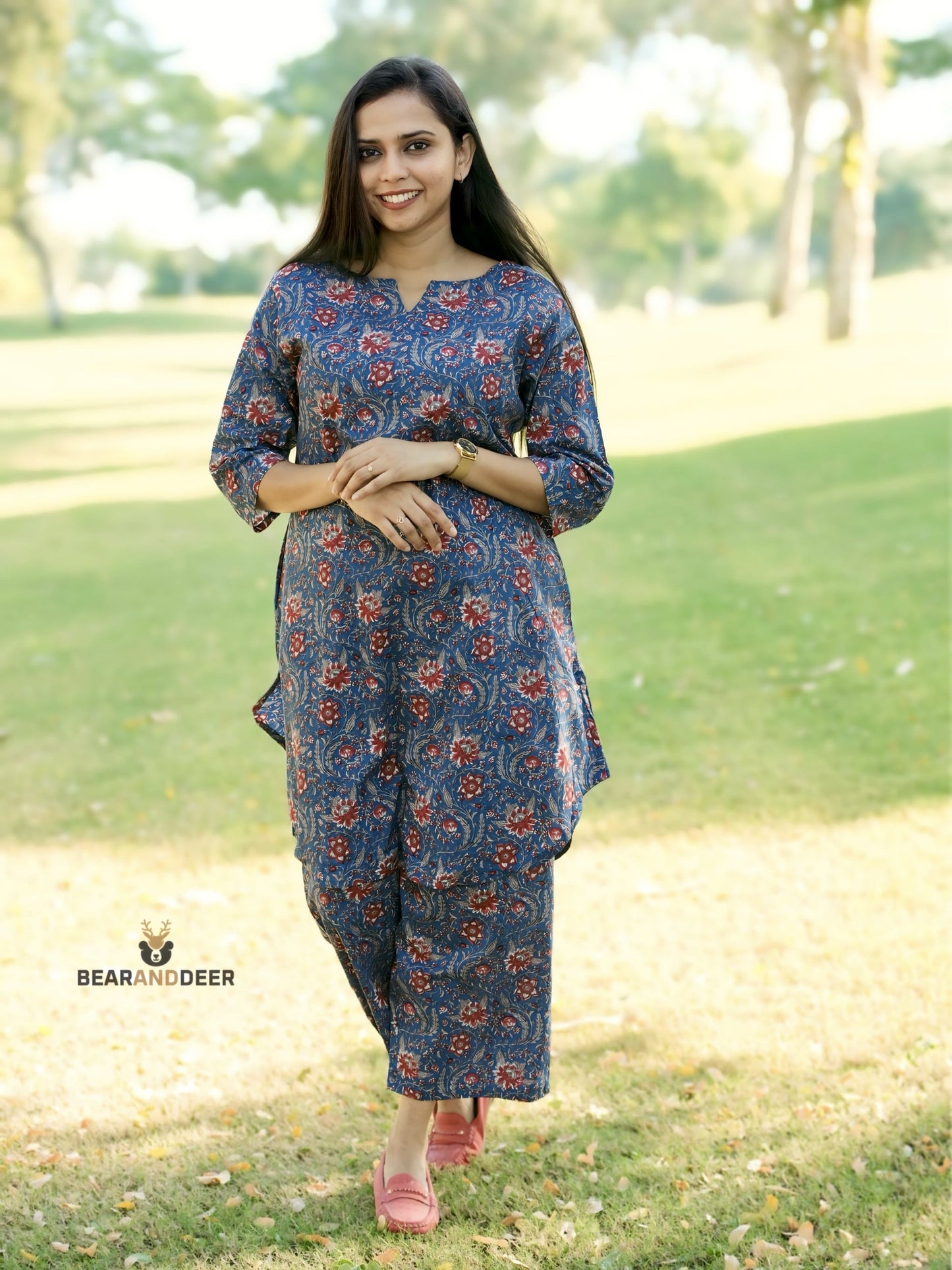 Ocean Floral Rajasthani cotton Pyjamaset