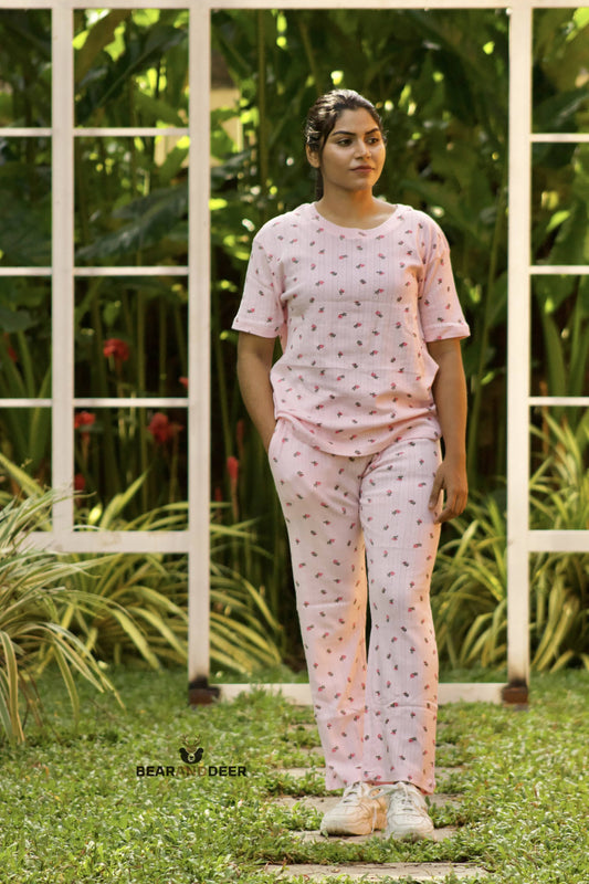 Baby Pink Jersy Stripes Co-Ordset
